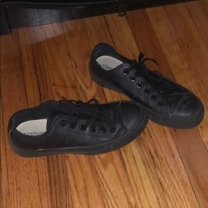 Converse black leather chucks